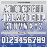 Custom White Blue-Black Winter Snowflake Gradient Round Neck Sublimation Basketball Uniform Jersey