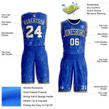 Custom Thunder Blue White-Black Winter Snowflake Gradient Round Neck Sublimation Basketball Uniform Jersey
