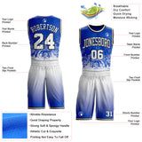 Custom Thunder Blue White-Black Winter Snowflake Gradient Round Neck Sublimation Basketball Uniform Jersey