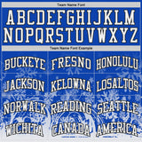 Custom Thunder Blue White-Black Winter Snowflake Gradient Round Neck Sublimation Basketball Uniform Jersey
