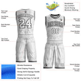 Custom White-Black Winter Snowflake Round Neck Sublimation Basketball Uniform Jersey