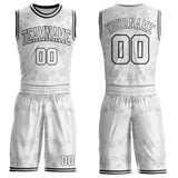 Custom White-Black Winter Snowflake Round Neck Sublimation Basketball Uniform Jersey