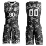 Custom Black-White Winter Snowflake Round Neck Sublimation Basketball Uniform Jersey