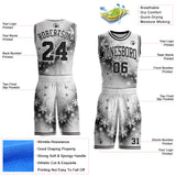 Custom Gray Black-White Winter Snowflake Round Neck Sublimation Basketball Uniform Jersey