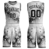 Custom Gray Black-White Winter Snowflake Round Neck Sublimation Basketball Uniform Jersey