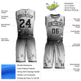 Custom Gray Black-White Winter Snowflake Round Neck Sublimation Basketball Uniform Jersey