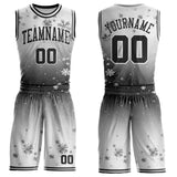 Custom Gray Black-White Winter Snowflake Round Neck Sublimation Basketball Uniform Jersey