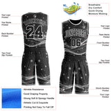 Custom Black-White Winter Snowflake Round Neck Sublimation Basketball Uniform Jersey