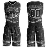 Custom Black-White Winter Snowflake Round Neck Sublimation Basketball Uniform Jersey