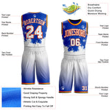 Custom Thunder Blue White Orange Black-Yellow Winter Snowflake Gradient Round Neck Sublimation Basketball Uniform Jersey