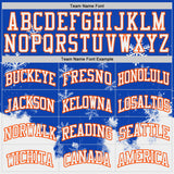 Custom Thunder Blue White Orange Black-Yellow Winter Snowflake Gradient Round Neck Sublimation Basketball Uniform Jersey