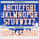 Custom Thunder Blue White Orange Black-Yellow Winter Snowflake Gradient Round Neck Sublimation Basketball Uniform Jersey