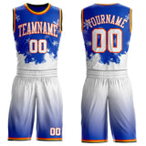 Custom Thunder Blue White Orange Black-Yellow Winter Snowflake Gradient Round Neck Sublimation Basketball Uniform Jersey