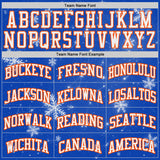 Custom Thunder Blue White Orange Black-Yellow Winter Snowflake Gradient Round Neck Sublimation Basketball Uniform Jersey