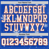 Custom Thunder Blue White Orange Black-Yellow Winter Snowflake Gradient Round Neck Sublimation Basketball Uniform Jersey