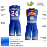 Custom Thunder Blue White Orange Black-Yellow Winter Snowflake Gradient Round Neck Sublimation Basketball Uniform Jersey