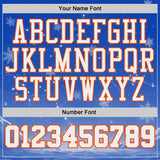 Custom Thunder Blue White Orange Black-Yellow Winter Snowflake Gradient Round Neck Sublimation Basketball Uniform Jersey