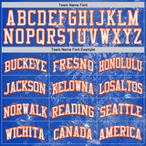 Custom Thunder Blue White Orange Black-Yellow Winter Snowflake Round Neck Sublimation Basketball Uniform Jersey