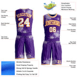 Custom Purple White-Bay Orange Winter Snowflake Round Neck Sublimation Basketball Uniform Jersey