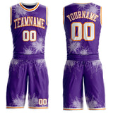 Custom Purple White-Bay Orange Winter Snowflake Round Neck Sublimation Basketball Uniform Jersey