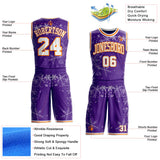 Custom Purple White-Bay Orange Winter Snowflake Round Neck Sublimation Basketball Uniform Jersey
