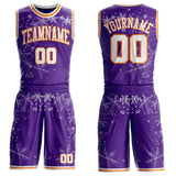 Custom Purple White-Bay Orange Winter Snowflake Round Neck Sublimation Basketball Uniform Jersey