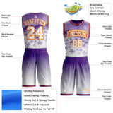 Custom Purple White-Bay Orange Winter Snowflake Gradient Round Neck Sublimation Basketball Uniform Jersey