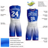 Custom Thunder Blue White-Red Winter Snowflake Gradient Round Neck Sublimation Basketball Uniform Jersey