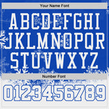 Custom Thunder Blue White-Red Winter Snowflake Gradient Round Neck Sublimation Basketball Uniform Jersey
