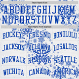 Custom White Red-Thunder Blue Winter Snowflake Round Neck Sublimation Basketball Uniform Jersey