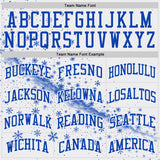 Custom White Red-Thunder Blue Winter Snowflake Round Neck Sublimation Basketball Uniform Jersey