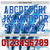 Custom White Red-Thunder Blue Winter Ice Round Neck Sublimation Basketball Uniform Jersey