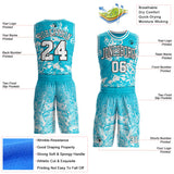Custom Lakes Blue White-Black Music Street Graffiti Round Neck Sublimation Basketball Uniform Jersey