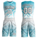 Custom Lakes Blue White-Black Music Street Graffiti Round Neck Sublimation Basketball Uniform Jersey