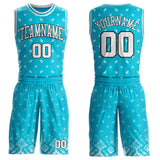 Custom Lakes Blue White-Black Paisley Bandana Round Neck Sublimation Basketball Uniform Jersey