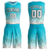 Custom Lakes Blue White-Black Hiphop Gold Chain Round Neck Sublimation Basketball Uniform Jersey