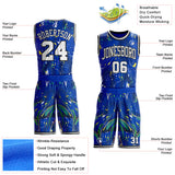 Custom Blue White-Black Splatter Paint Graffiti Round Neck Sublimation Basketball Uniform Jersey