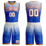 Custom Blue White Orange Black-Yellow Gradient Bandana Paisley Round Neck Sublimation Basketball Uniform Jersey