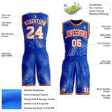 Custom Blue White Orange Black-Yellow Paisley Bandana Round Neck Sublimation Basketball Uniform Jersey