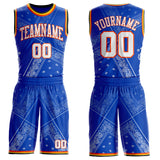 Custom Blue White Orange Black-Yellow Paisley Bandana Round Neck Sublimation Basketball Uniform Jersey