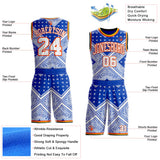 Custom Blue White Orange Black-Yellow Paisley Bandana Patchwork Round Neck Sublimation Basketball Uniform Jersey
