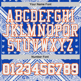 Custom Blue White Orange Black-Yellow Paisley Bandana Patchwork Round Neck Sublimation Basketball Uniform Jersey