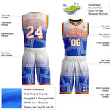 Custom Blue White Orange Black-Yellow Gradient Bandana Paisley Round Neck Sublimation Basketball Uniform Jersey