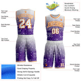 Custom Purple White-Bay Orange Paisley Bandana Patchwork Round Neck Sublimation Basketball Uniform Jersey