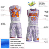Custom White Bay Orange-Purple Paisley Bandana Round Neck Sublimation Basketball Uniform Jersey