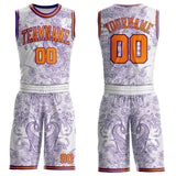 Custom White Bay Orange-Purple Paisley Bandana Round Neck Sublimation Basketball Uniform Jersey