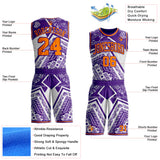 Custom Purple-Bay Orange Paisley Bandana Patchwork Round Neck Sublimation Basketball Uniform Jersey