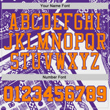 Custom Purple-Bay Orange Paisley Bandana Patchwork Round Neck Sublimation Basketball Uniform Jersey