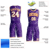 Custom Purple White-Bay Orange Paisley Bandana Patchwork Round Neck Sublimation Basketball Uniform Jersey