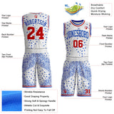 Custom White Red-Thunder Blue Paisley Bandana Patchwork Round Neck Sublimation Basketball Uniform Jersey